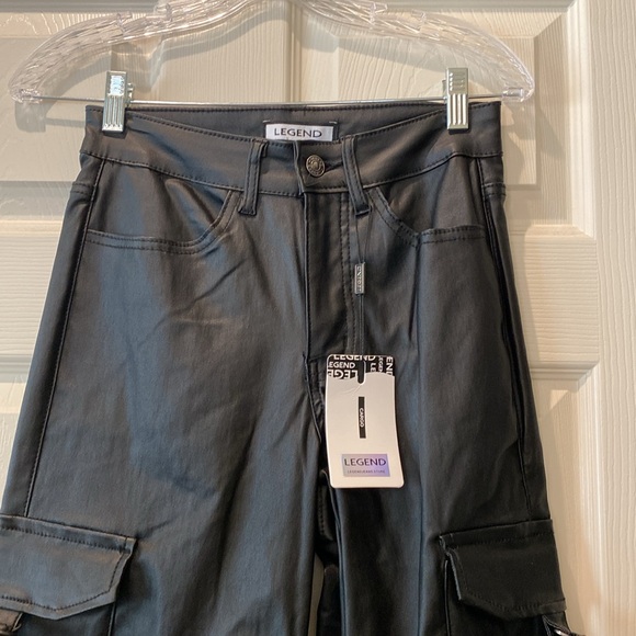 Black faux leather cargo pants - Picture 2 of 5